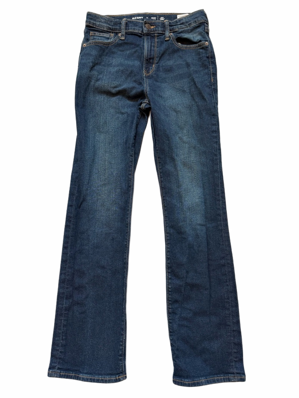 Old Navy Boy Sz 14 Straight Cut Dark Blue Jeans Back To School Casual Flex